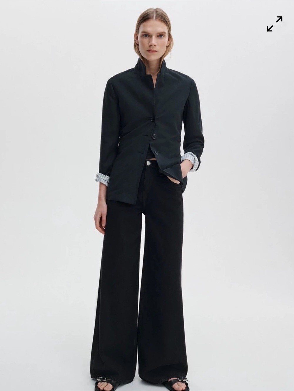 Rag & Bone Logan mid-rise wide leg denim in black size 25